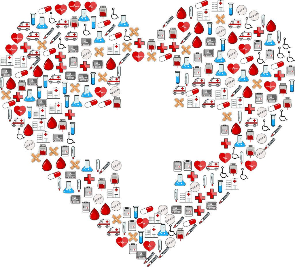 Heart and cross artwork for nursing career