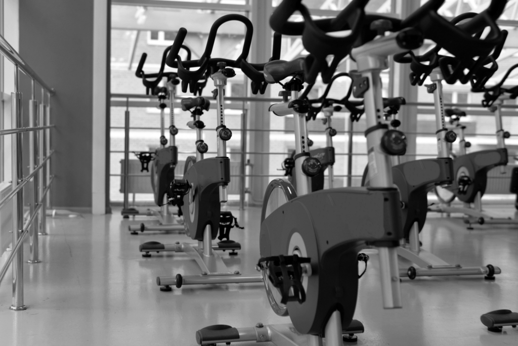 Exercise equipment in a gym